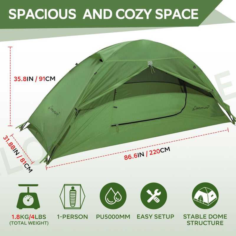 Clostnature 1 Person Tent for Backpacking - Ultralight One Person Backpacking Tent, Hiking Tents for One Man, Solo, Single Person - Image 2